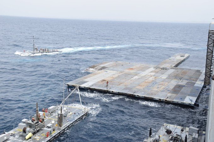 US Army releases first photos of Gaza floating port for aid