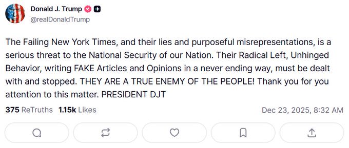 Trump criticized for relationship with New York Times over Palestine coverage