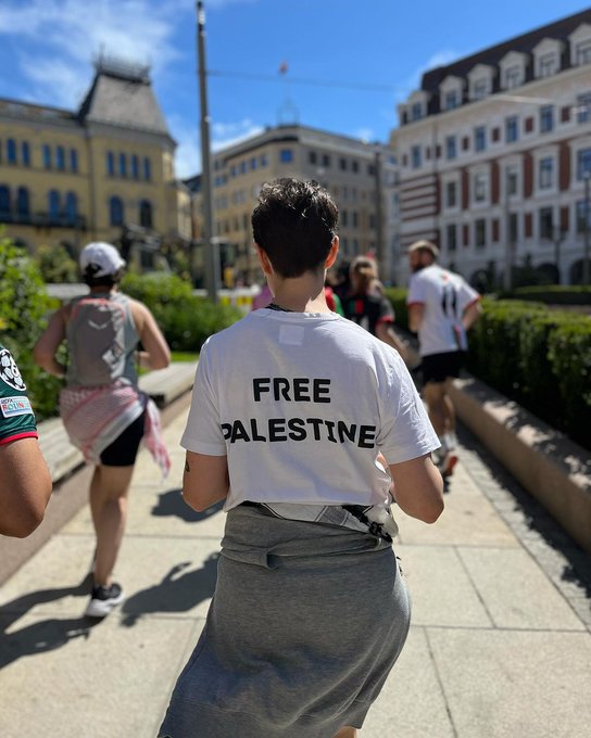 Norwegian activists run for Palestine in Oslo streets
