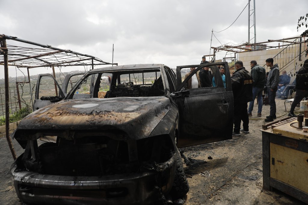 Israeli settlers burn Palestinian vehicles kill sheep West Bank