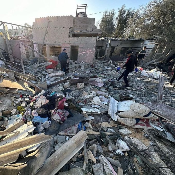 Palestinians inspect homes destroyed in Rafah bombing