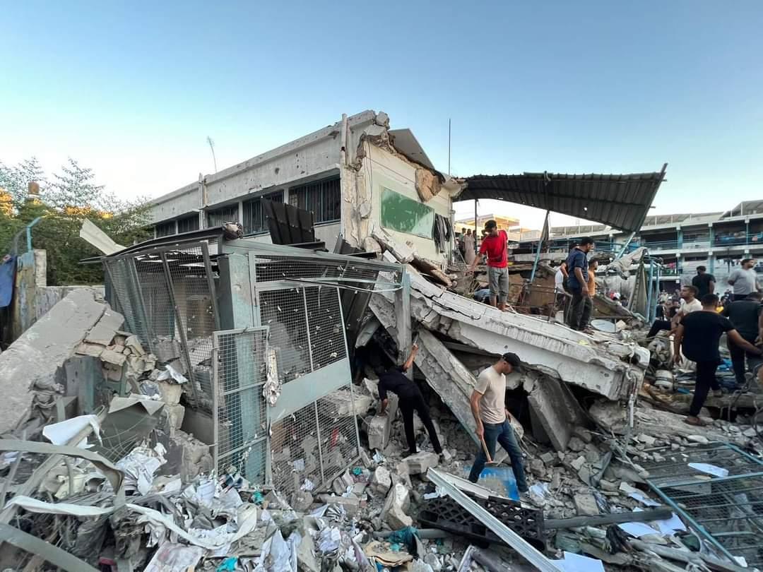 Massive destruction at Al-Falah School in Gaza City after targeting