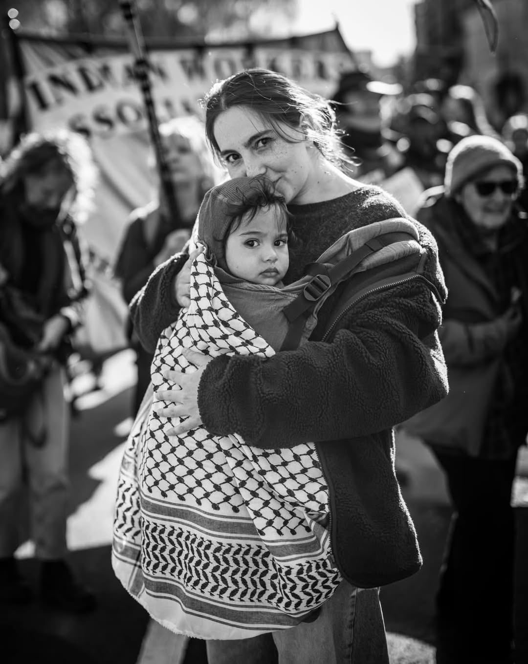 Mother and Child in Keffiyeh at London Solidarity Demonstration