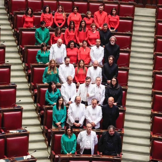 Italian MPs wear Palestine flag colors in Parliament