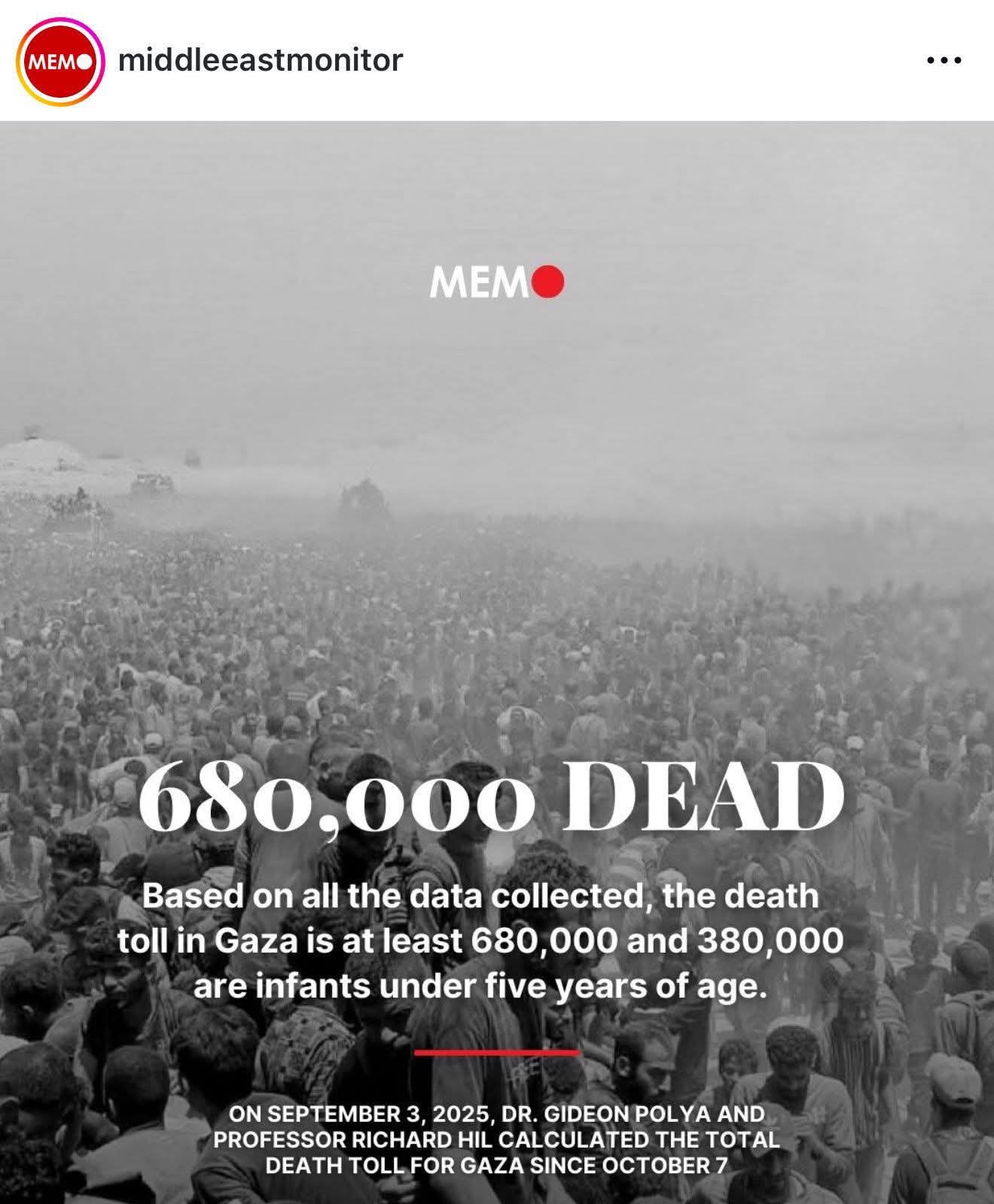 Israel killed 680,000 people including 380,000 children Gaza