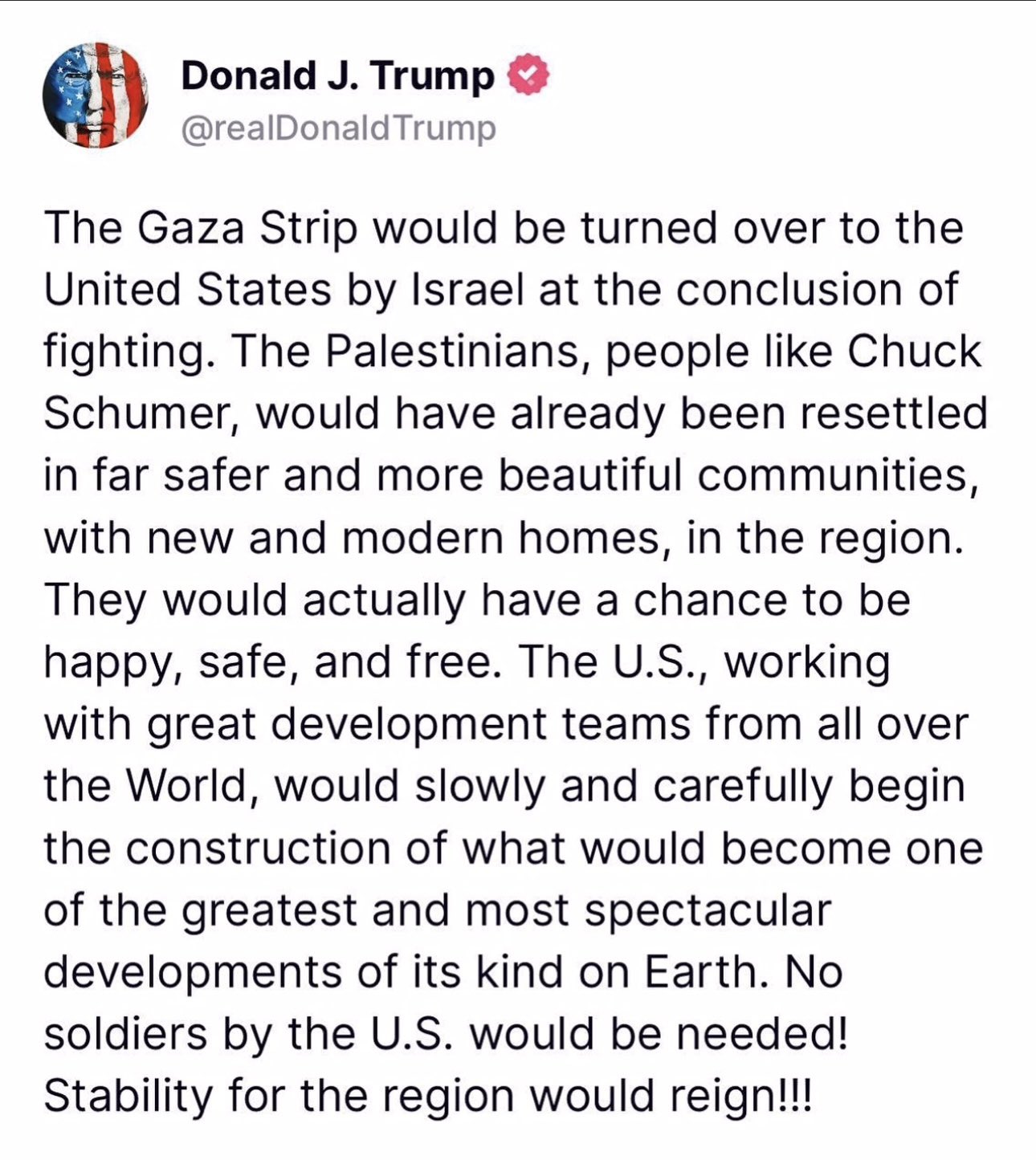 Trump proposes Gaza Strip transfer to US, Palestinian resettlement