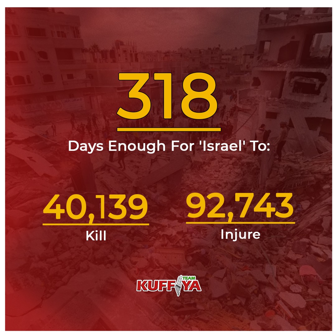 Israeli Forces Kill 40,139 Palestinians in 318-Day Gaza War