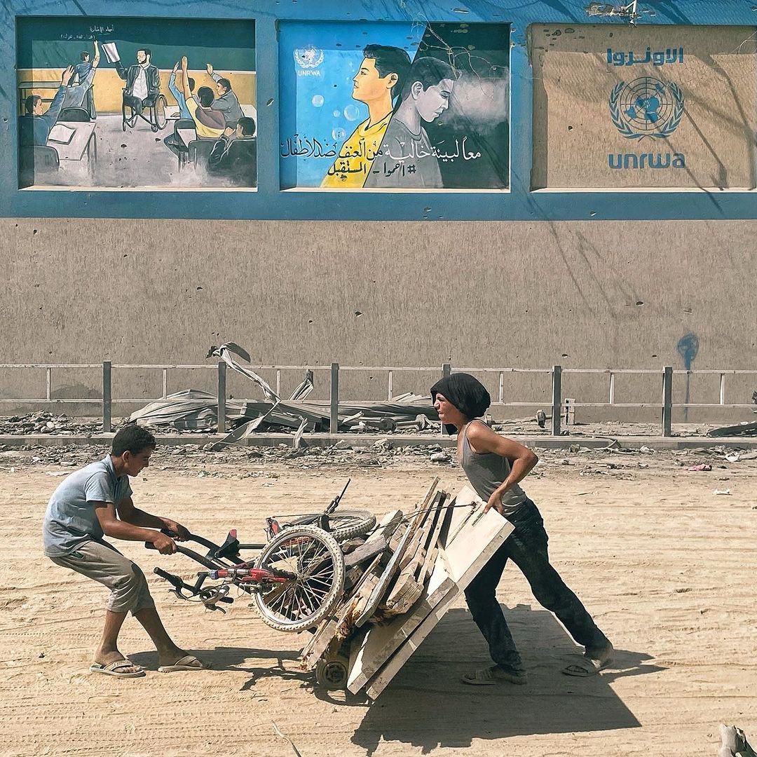Palestinian children collecting wood due to Gaza cooking gas shortage