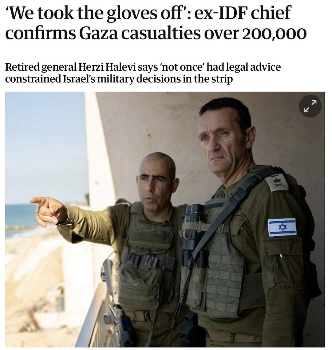 Former Israeli Army Chief of Staff Reports Over 200,000 Casualties in Gaza