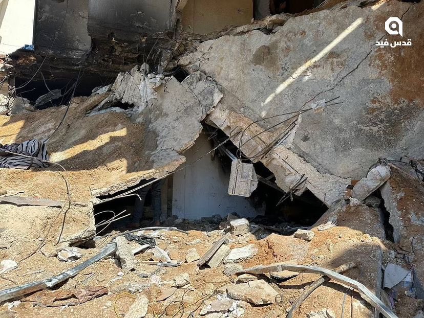 Remnants of a house bombed by occupation in Nur Shams camp