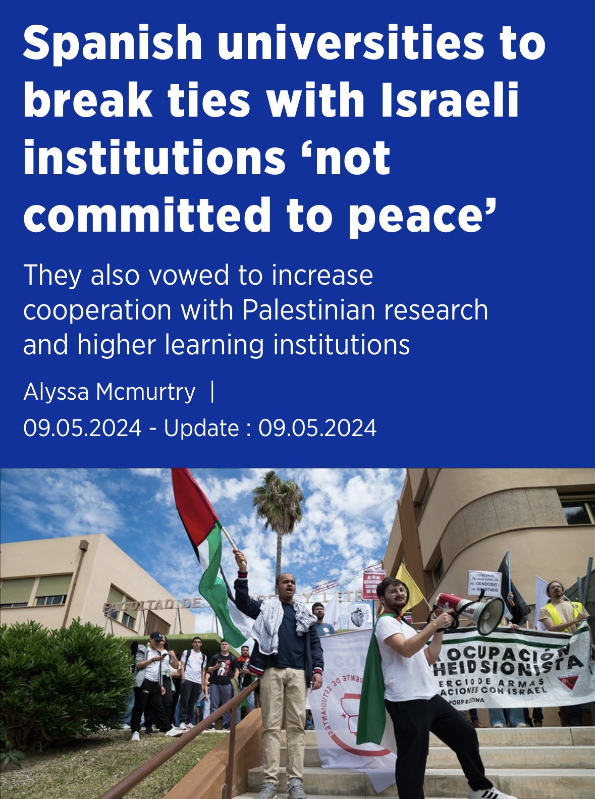 Spanish Universities Break Ties With Israeli Institutions