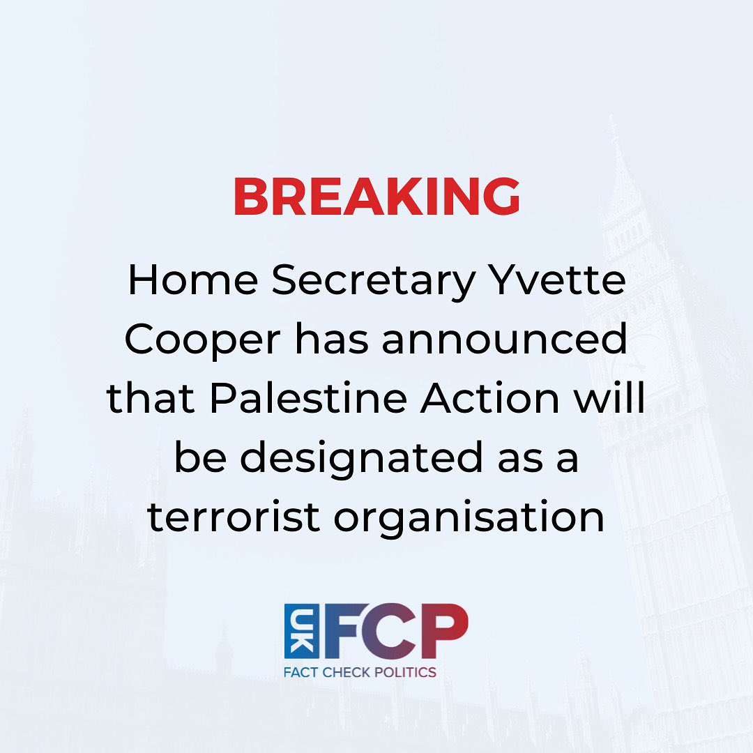 UK Home Secretary Announces Palestine Action Terrorist Designation