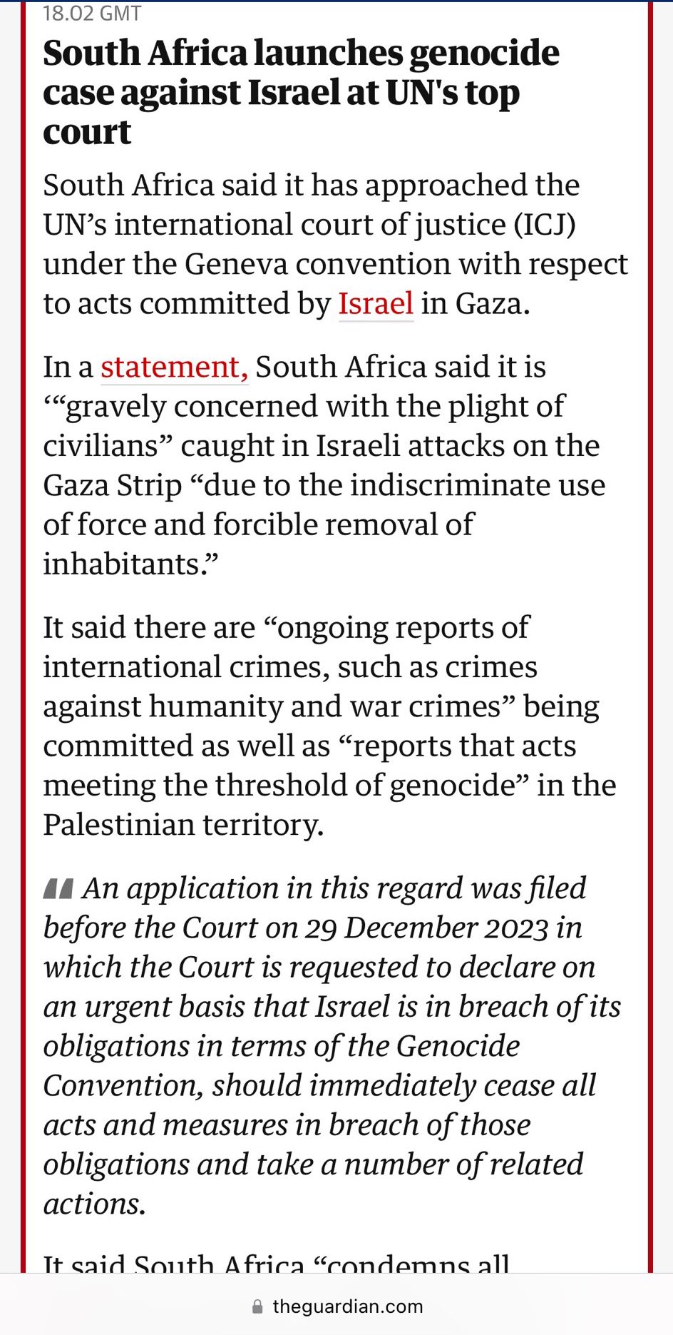 South Africa Files Historic Genocide Case Against Israel at ICJ