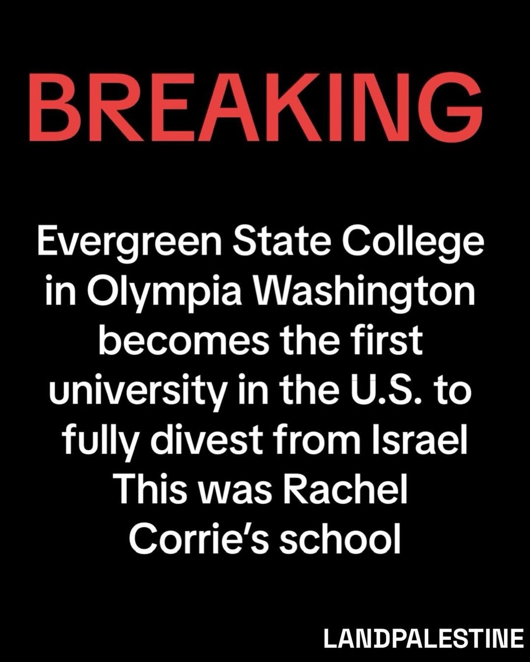 Evergreen State College divests from Israeli apartheid