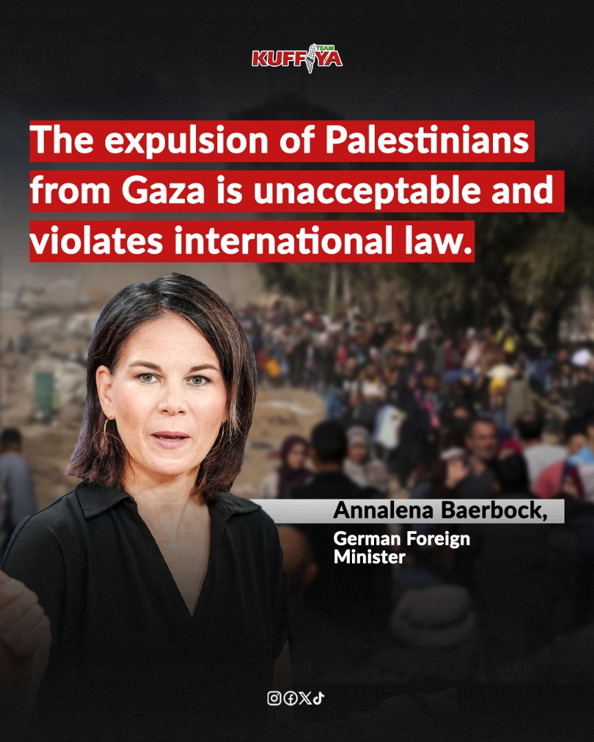 Baerbock: Gaza belongs to Palestinians, expulsion unacceptable