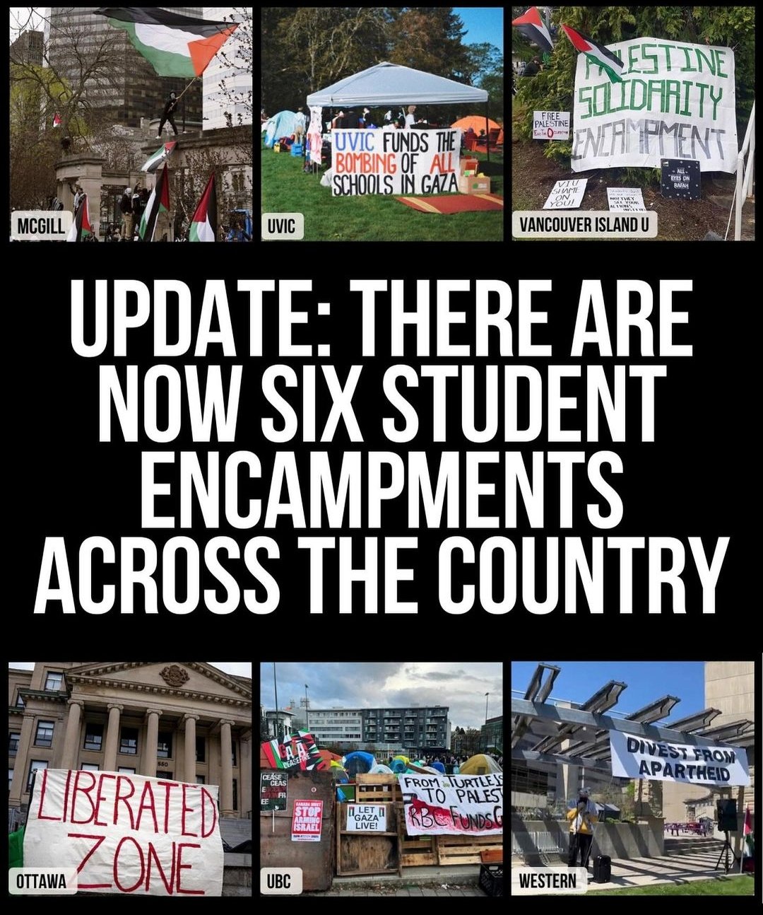 Canadian universities join Gaza divestment campus encampment protests