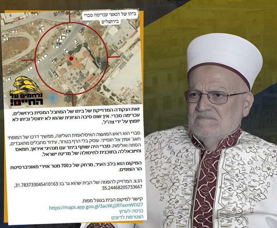 Israeli settlers incite attacks against Al-Aqsa Imam Ekrima Sabri