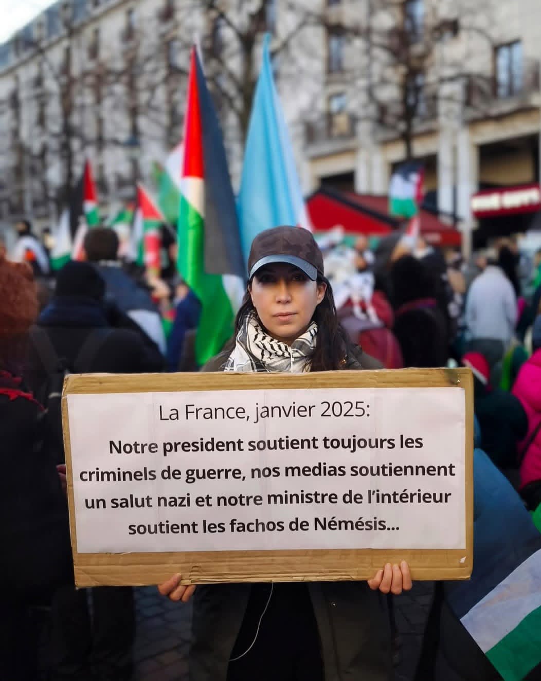 Paris activists demonstrate solidarity with Palestinian cause at Fontaine des Innocents