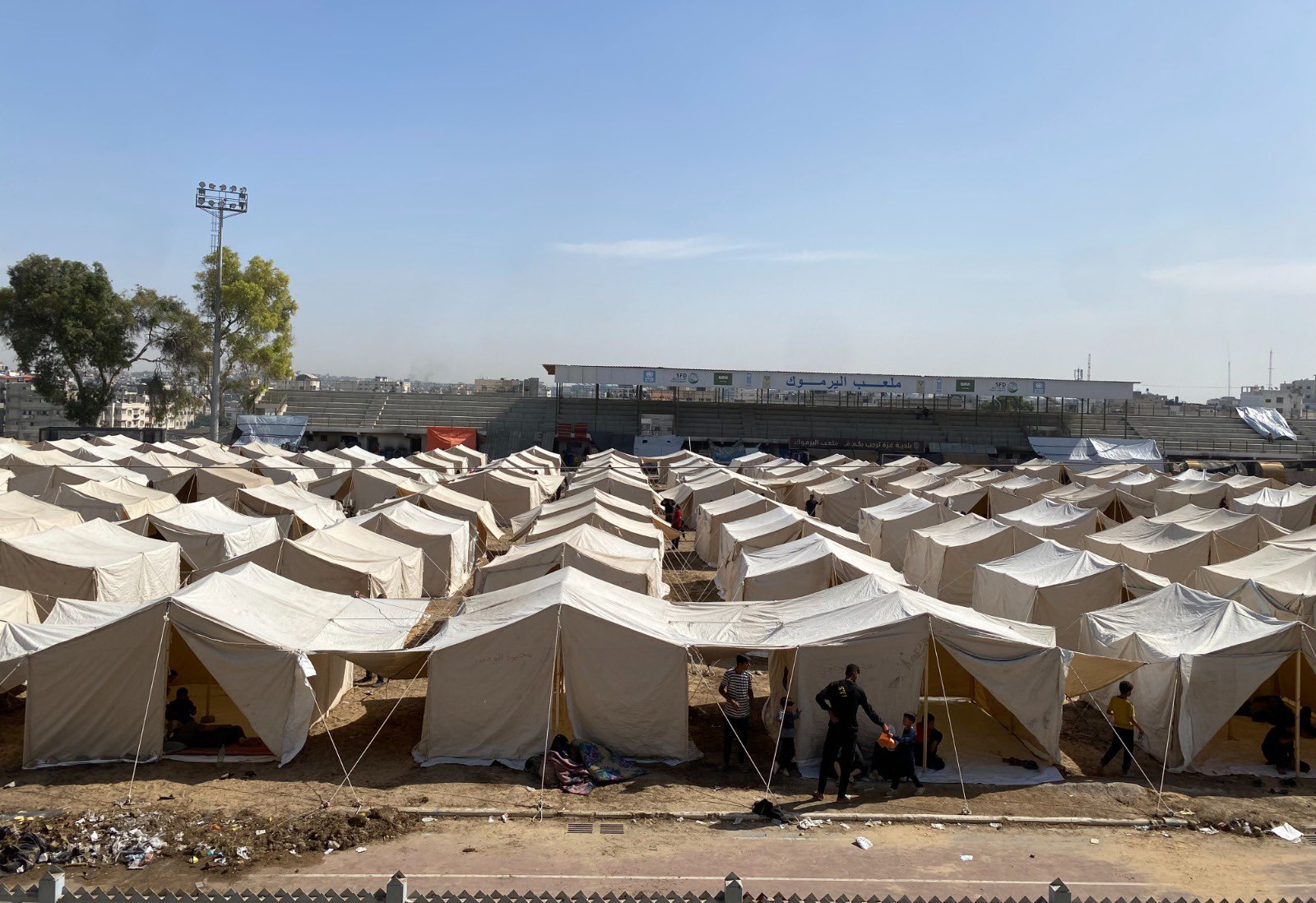 Al Yarmouk Stadium converted into overcrowded refugee camp in Gaza City
