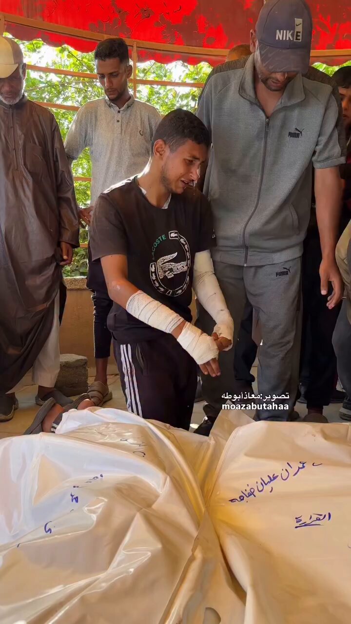 Sole survivor bids farewell to father and siblings after Israeli strike
