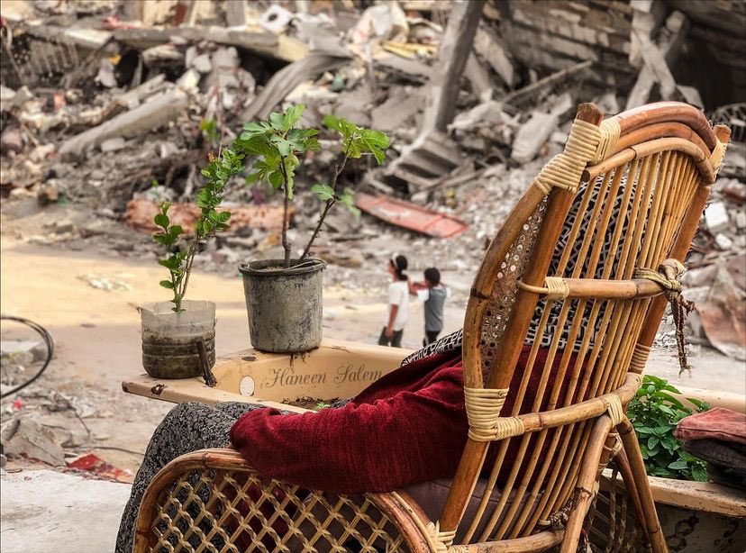 Mother reflects on lost dignity and son amid rubble