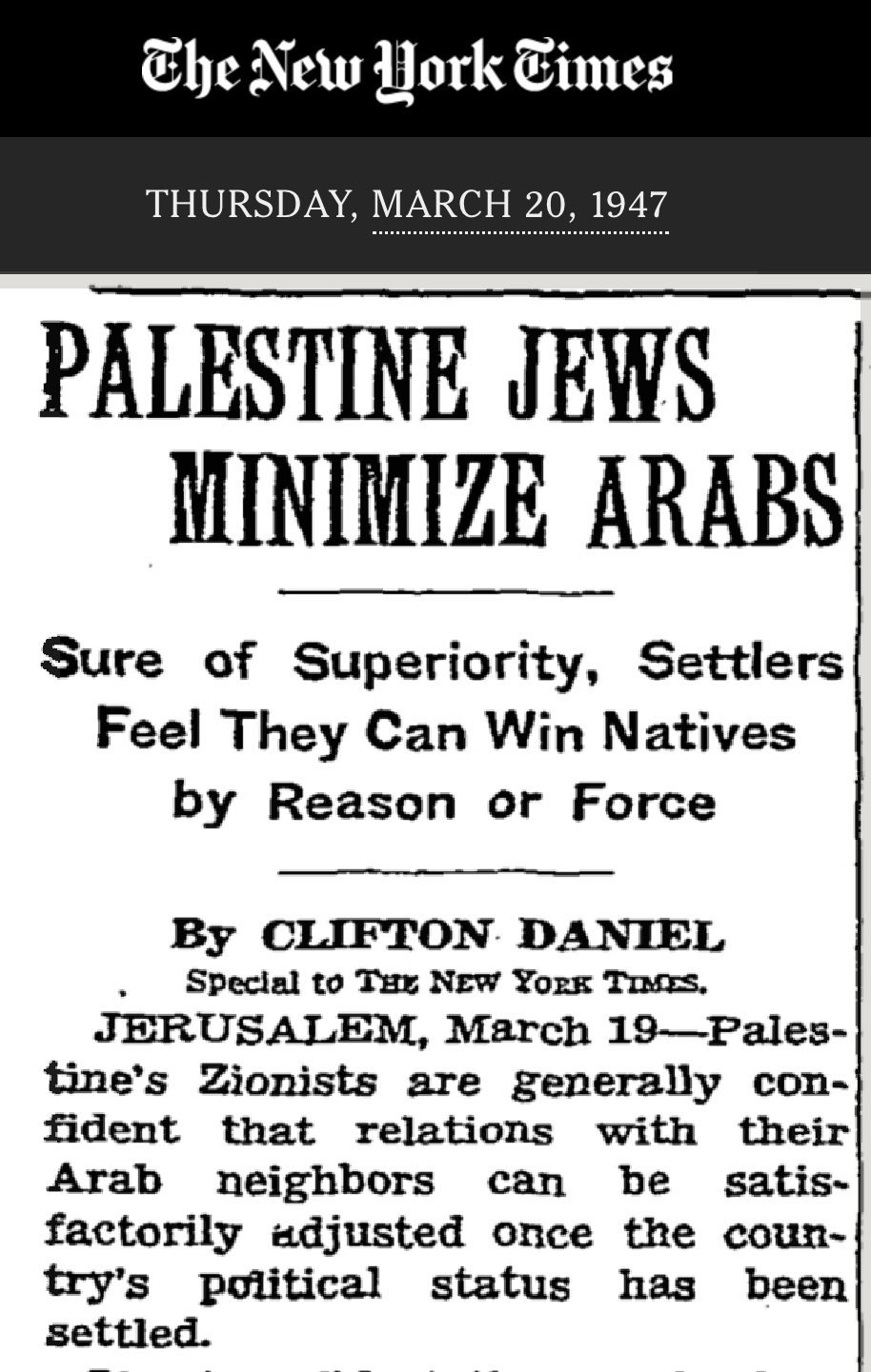 77-Year-Old Article Reveals Historical Plans for Palestinian Displacement