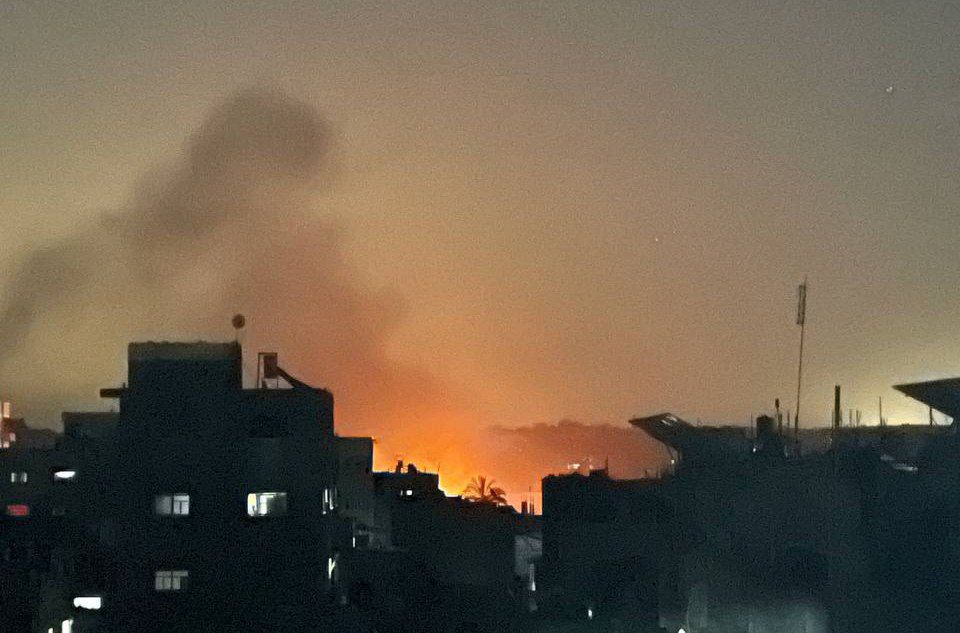 Fire erupts in Gaza airstrike house at Al-Nuseirat camp