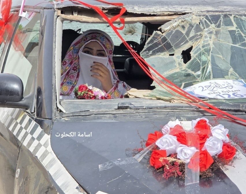 Bride Marries in Destroyed Vehicle, Symbolizing Hope and Resilience