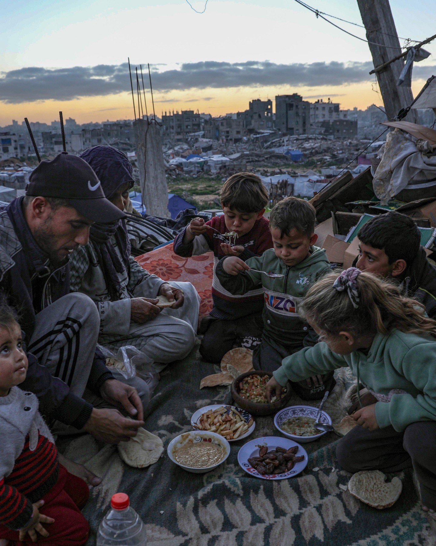 Displaced Family Breaks Fast in Gaza During Ramadan