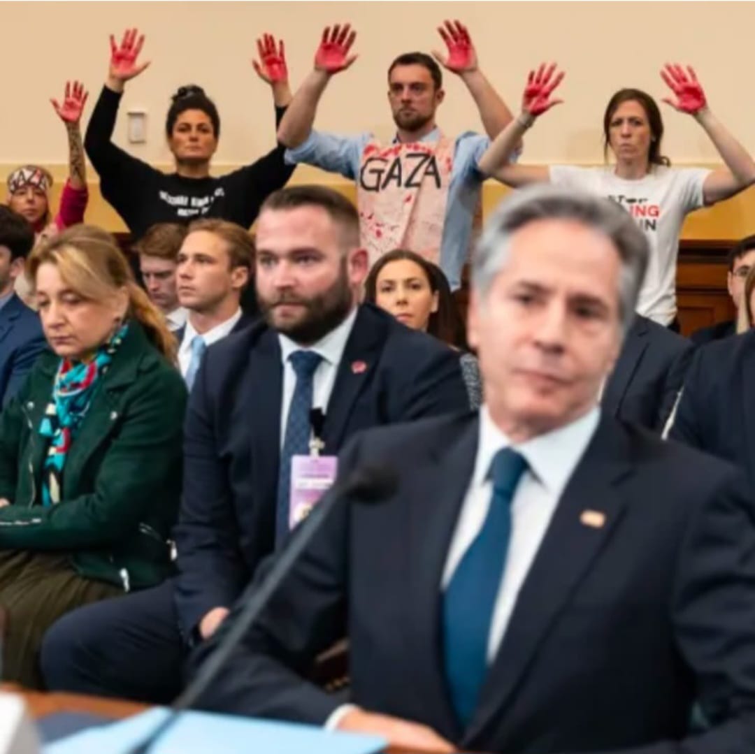 Palestine Supporters Protest Blinken Testimony on Gaza