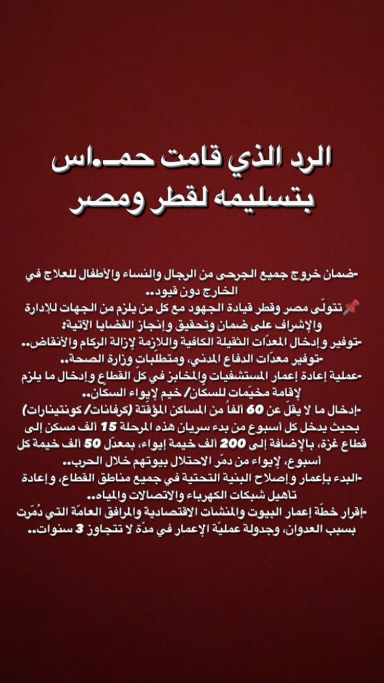 Hamas Delivers Response to Qatar and Egypt