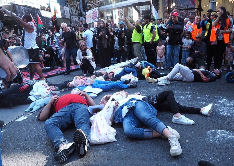 Pro-Palestine protesters stage die-in vigil in Sydney against Gaza war