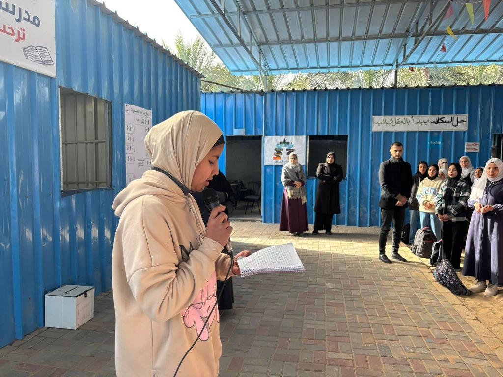 Displacement tents and mobile classrooms replace destroyed Gaza schools