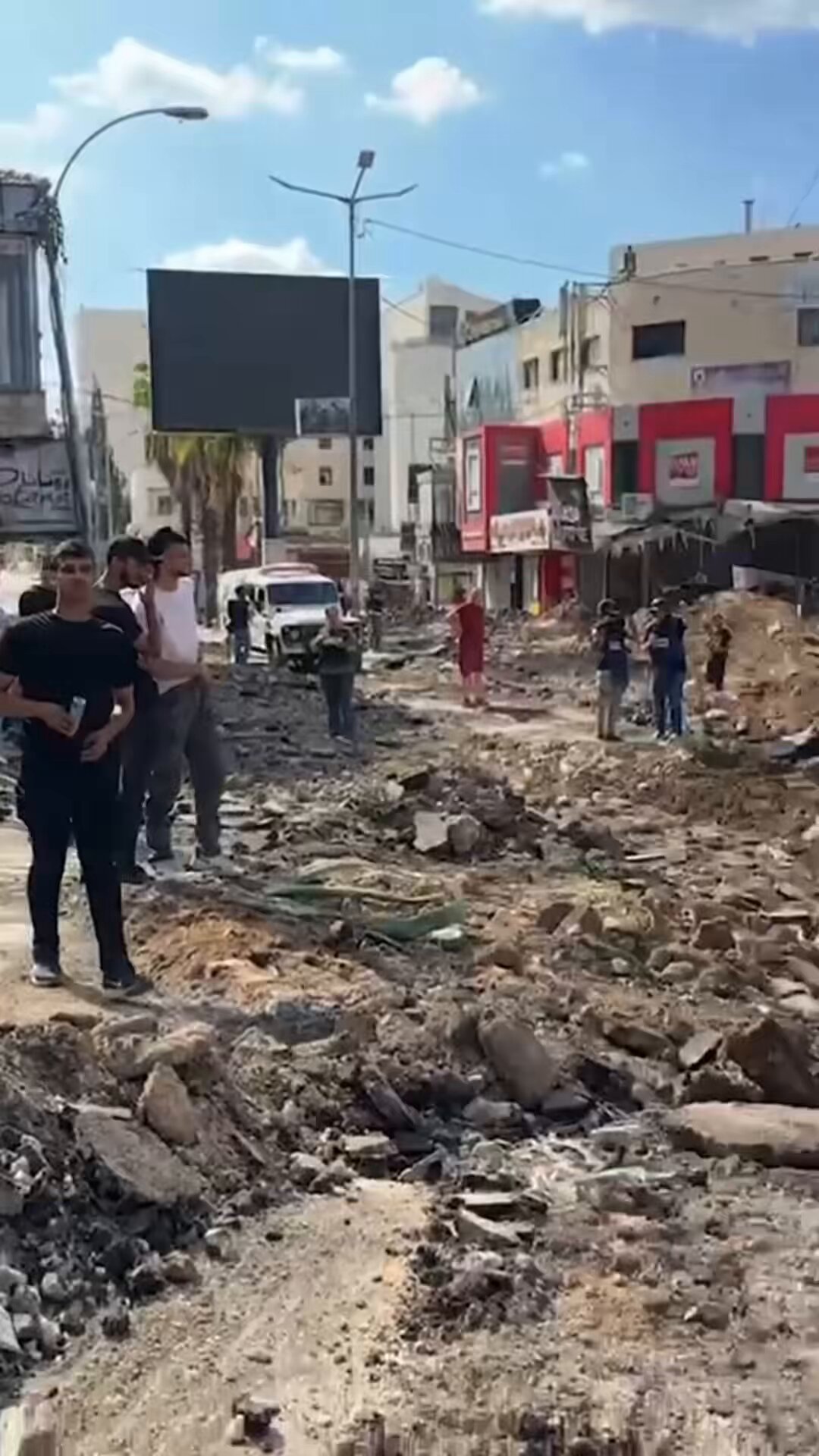 Destruction in downtown Jenin from occupation aggression