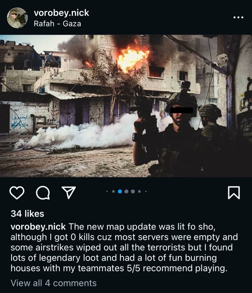 Israeli-Ukrainian soldier posts about looting Palestinian homes in Rafah