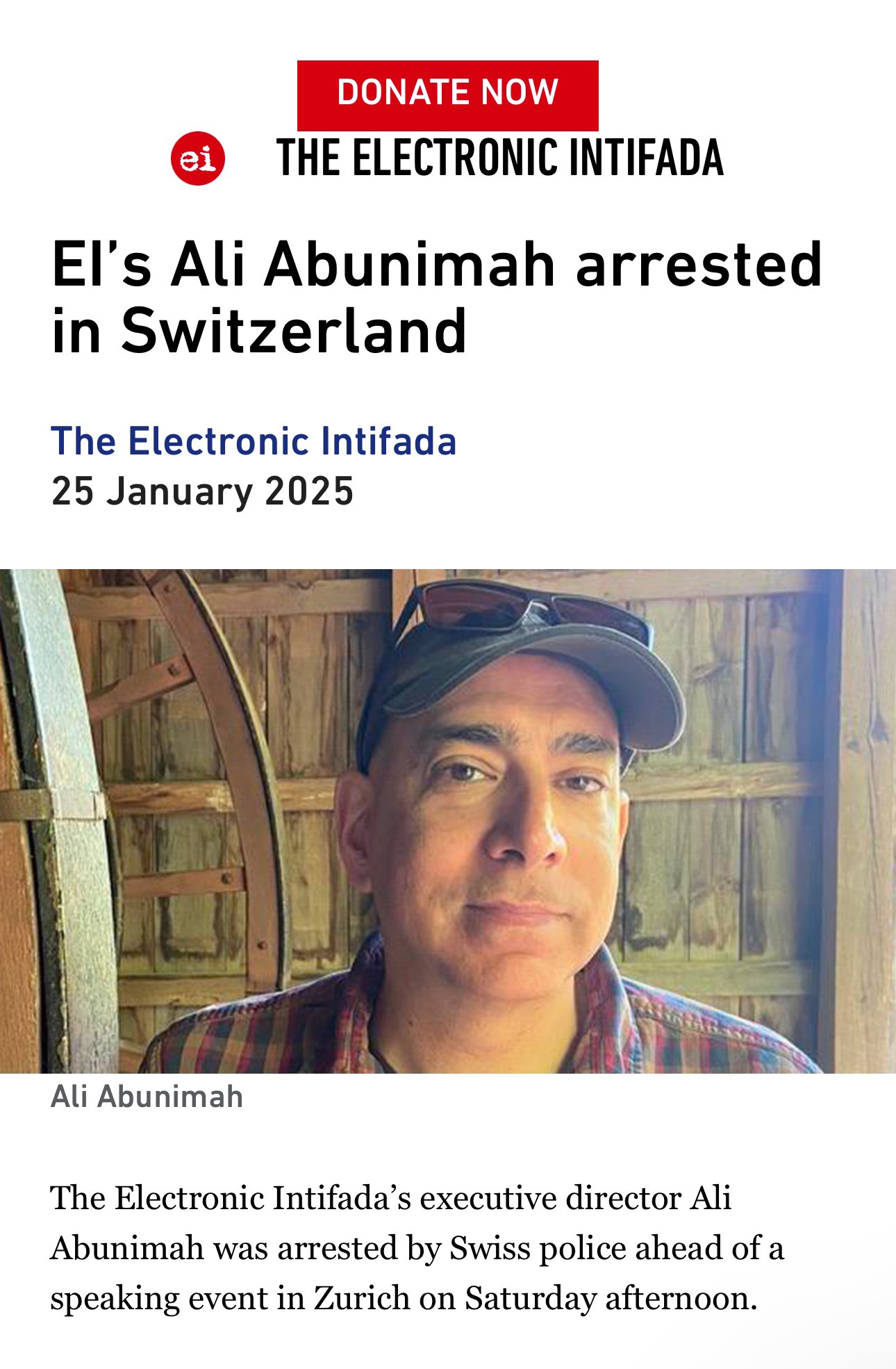 Palestinian Journalist Arrested in Switzerland, Solidarity Statement