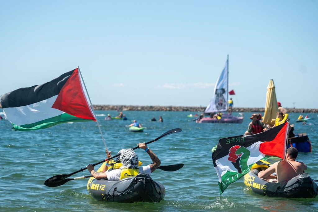 Palestine Activists Protest at Newcastle Beach Harbour