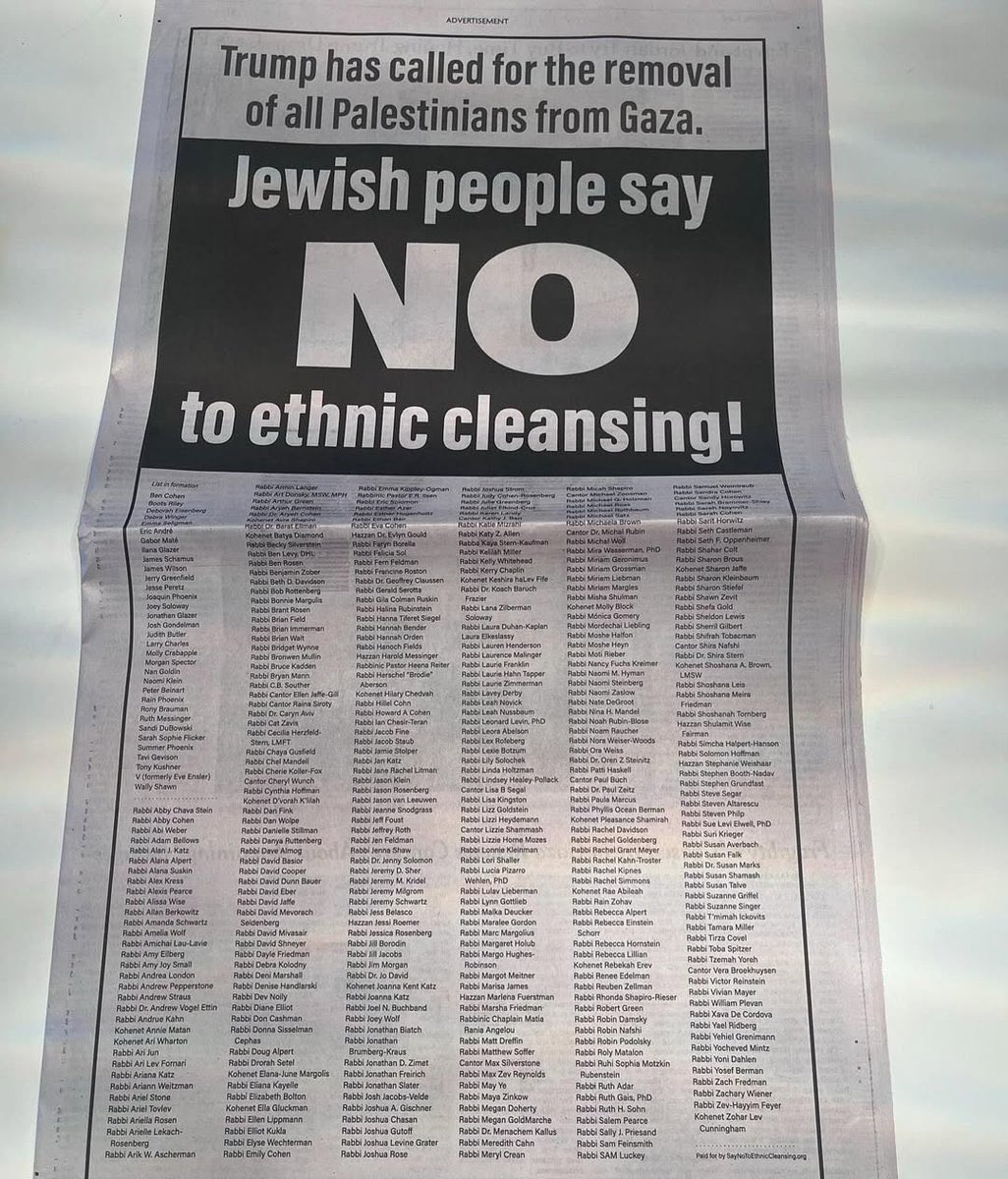 Rabbis condemn Trump’s Gaza ethnic cleansing plans