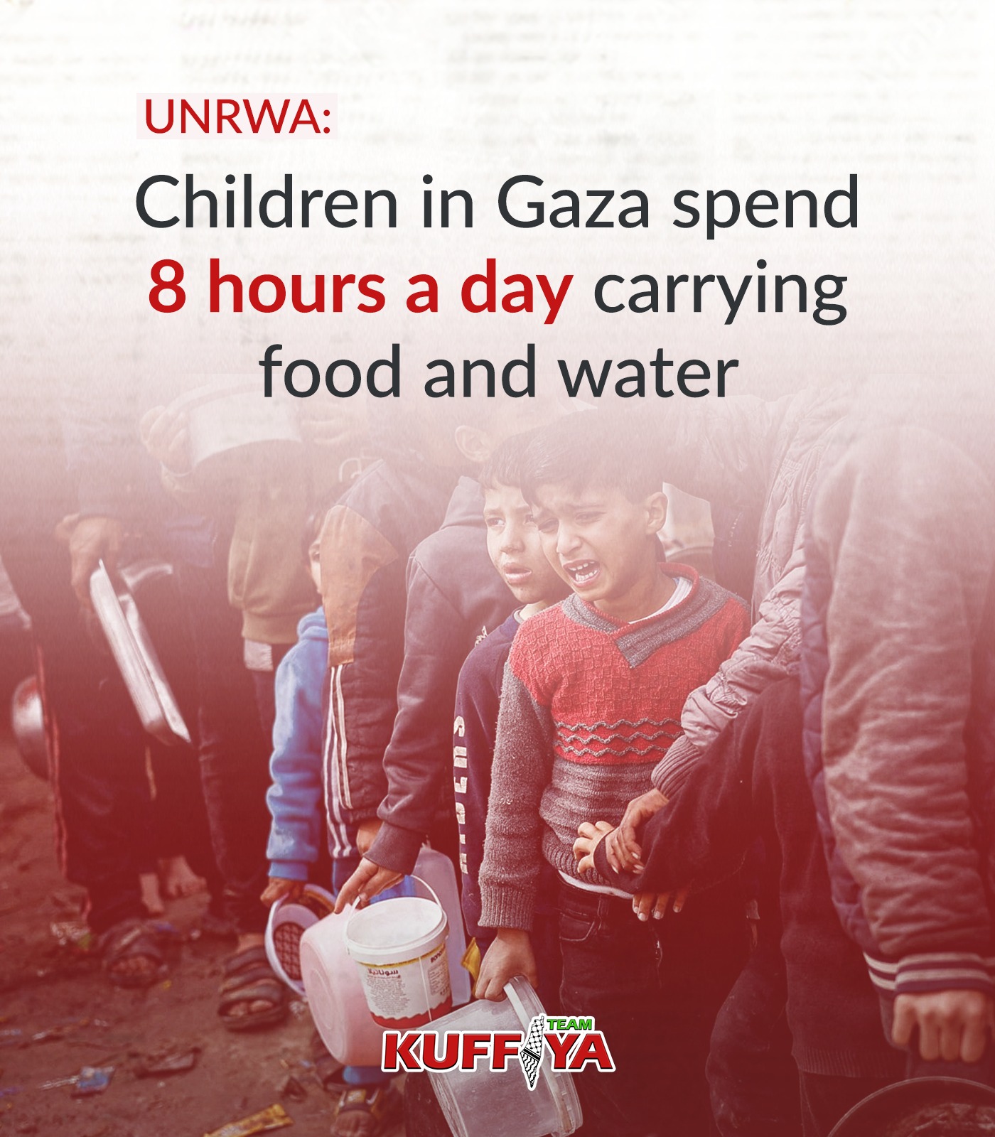 Gaza children spend 8 hours daily collecting water and food