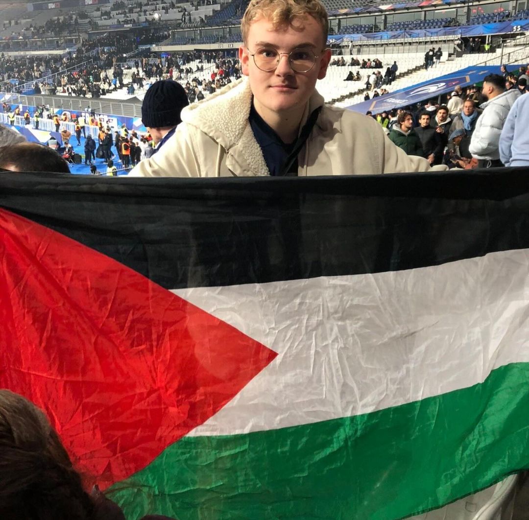 French Protester Raises Palestine Flag at Israel-France Match
