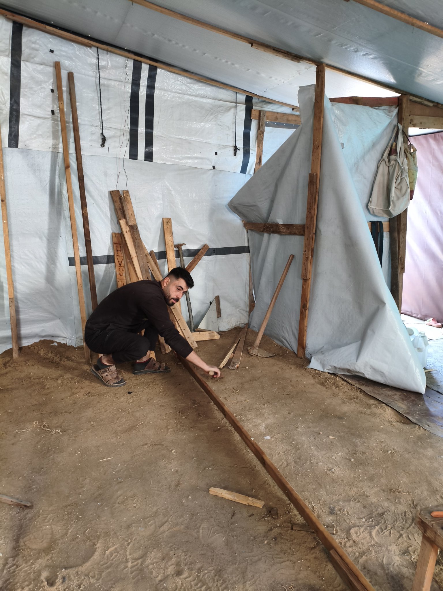 Family Tent Repairs for Safety Against Winter Storms in Gaza