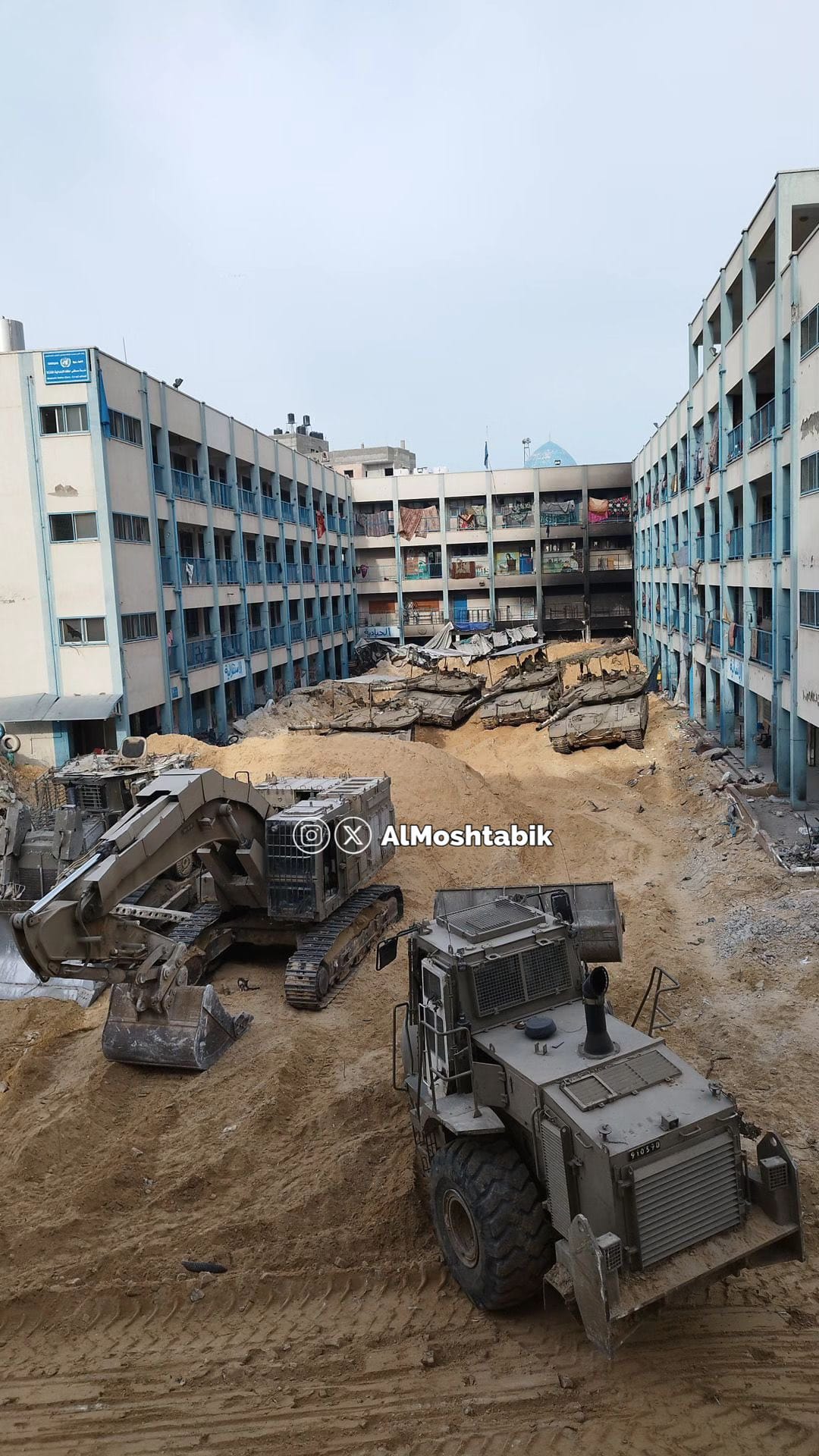IOF soldiers use UN school as military base and tank shield