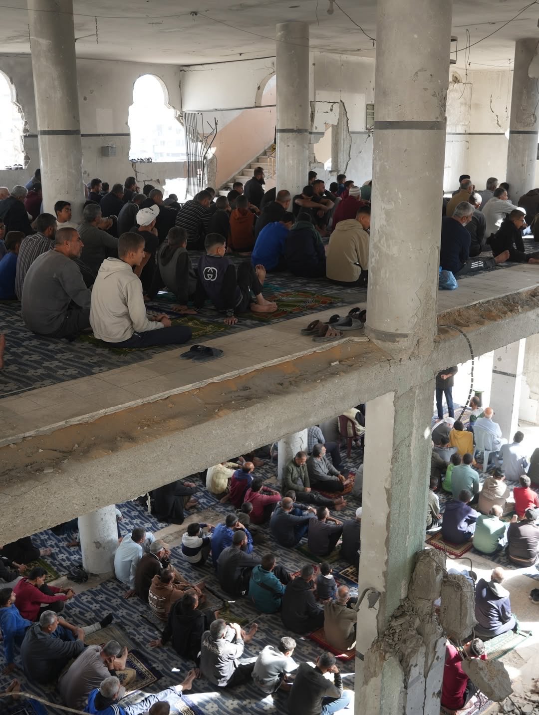 Friday Prayer at Destroyed Salah al-Din Mosque in Gaza