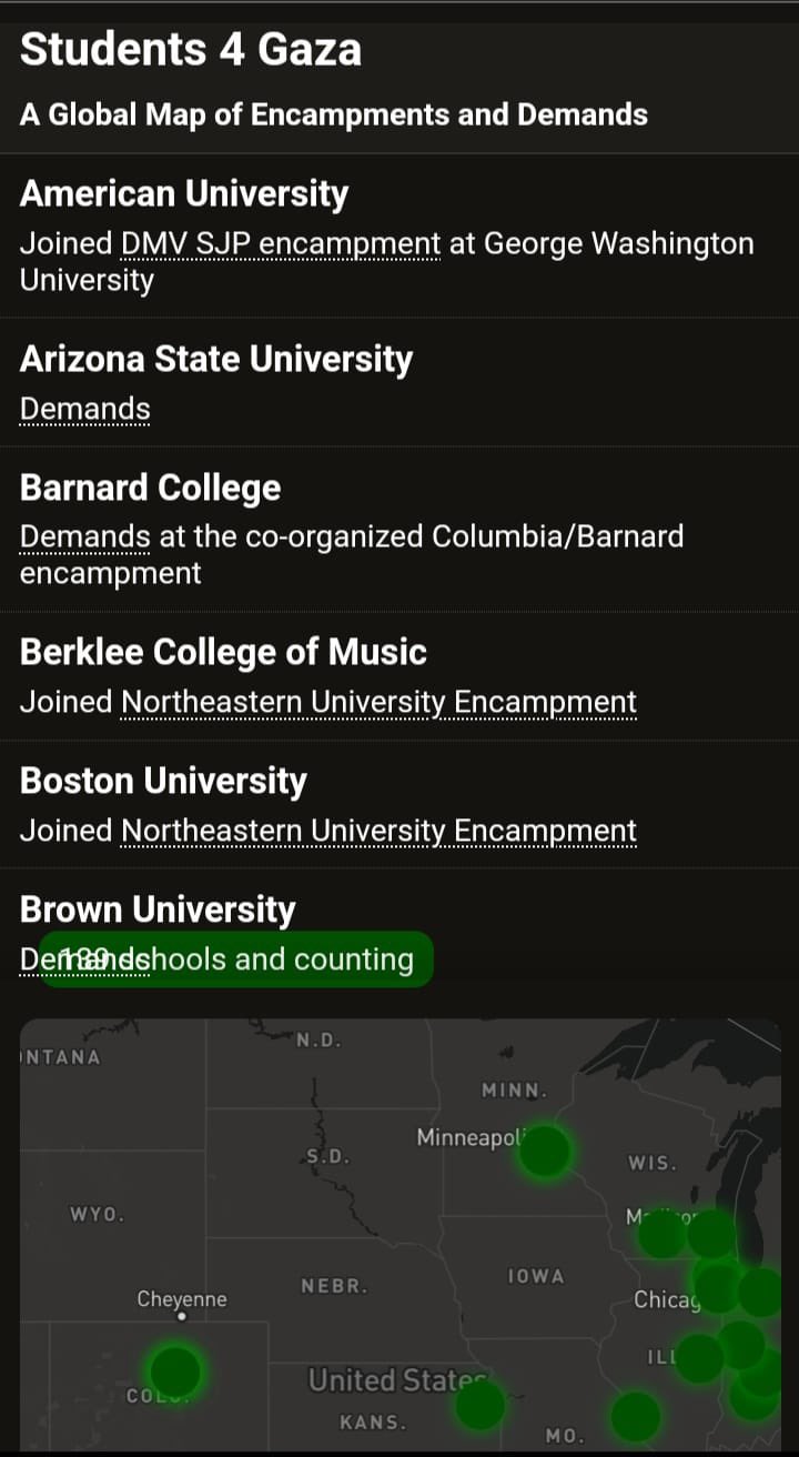 Students 4 Gaza: Global Encampment Map and Protest Directory