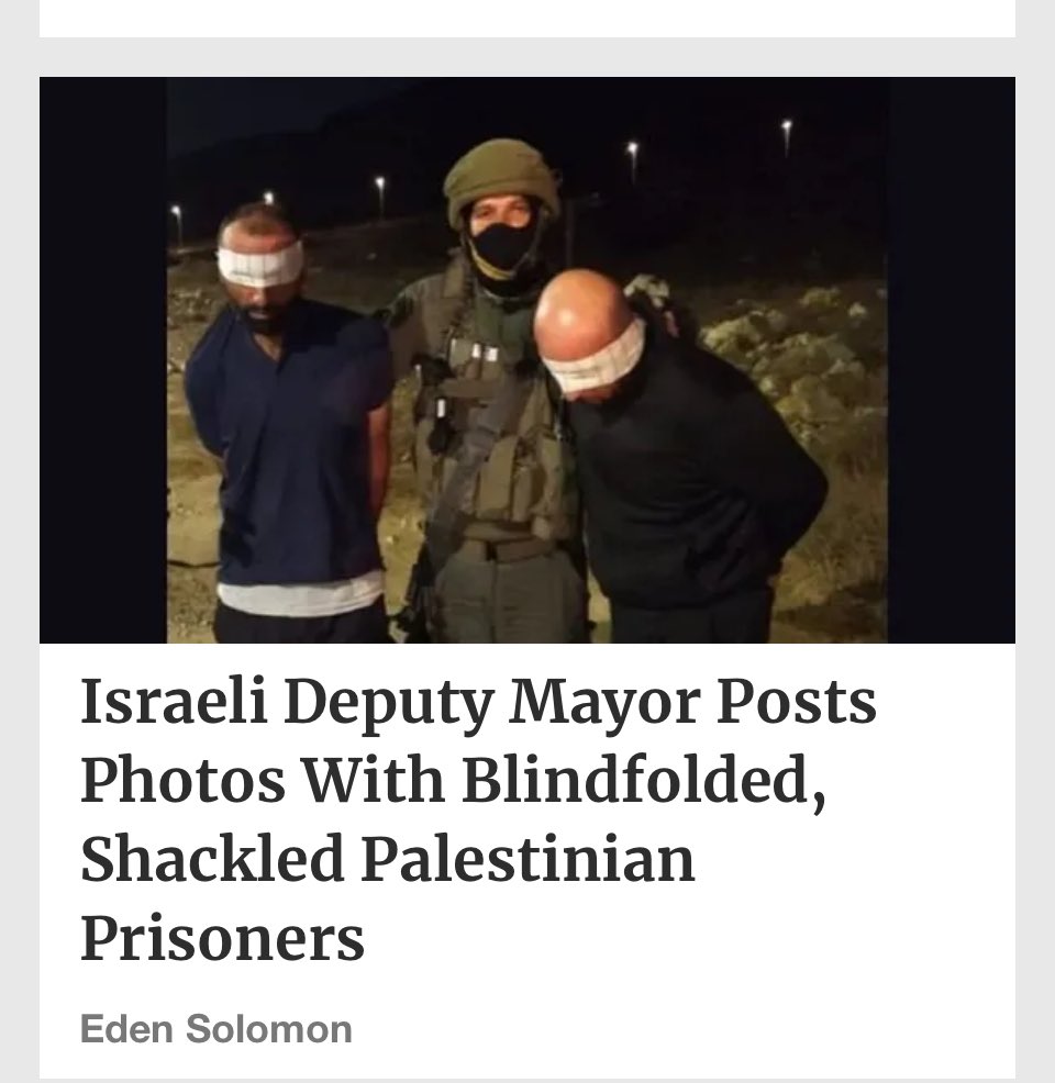 Israeli Deputy Mayor Posts Photos With Blindfolded Palestinian Prisoners