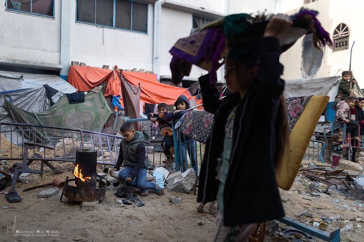 Palestinian Family Displaced to Destroyed School in Khanyounis