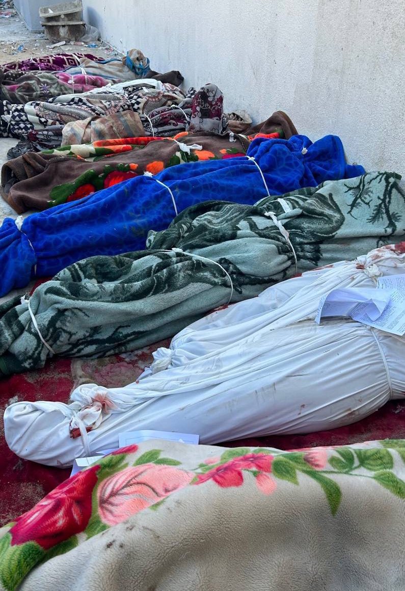 Palestinian bodies wrapped in blankets due to shroud shortage Gaza