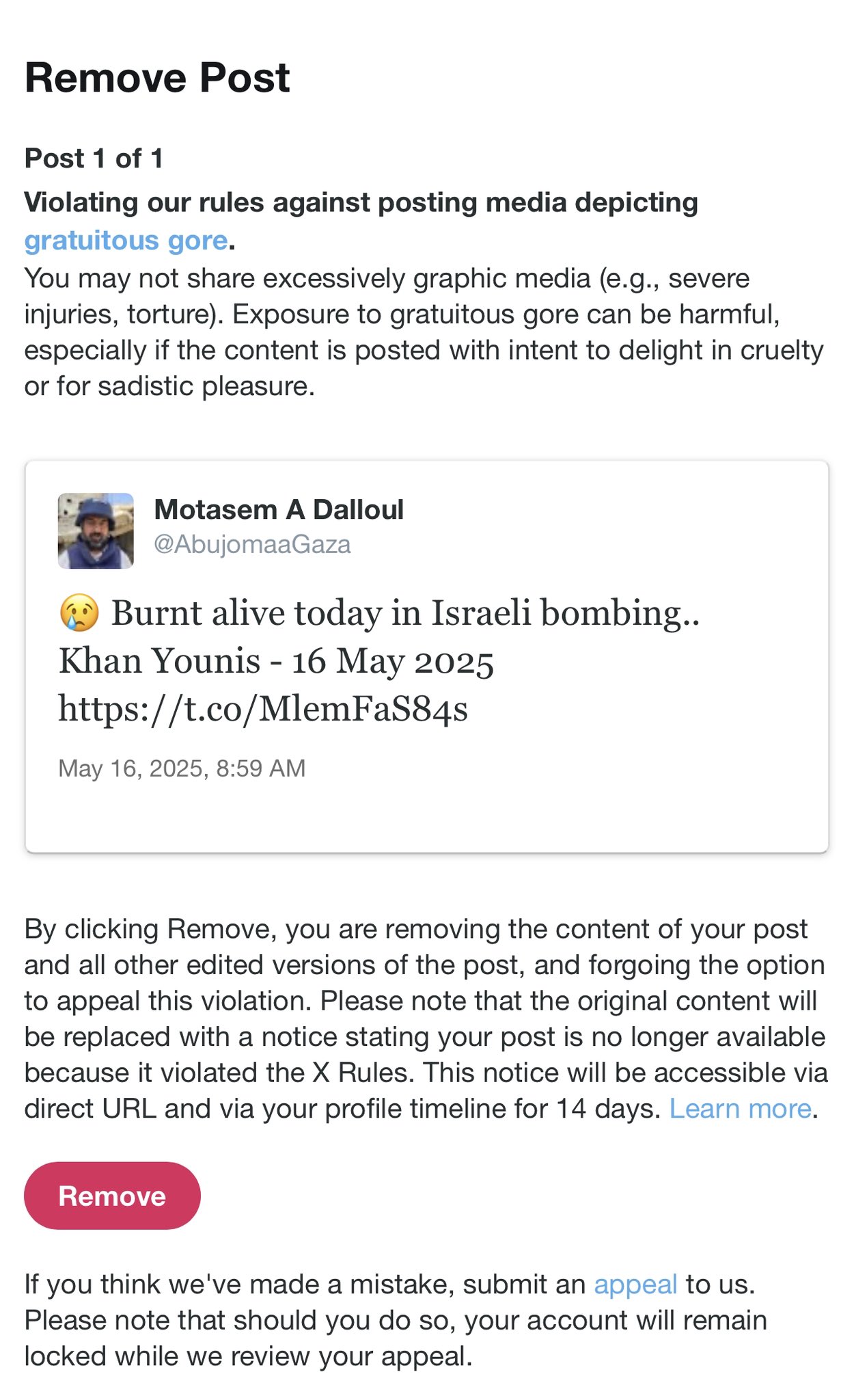Platform Moderation Disparity in Israeli-Palestinian Conflict