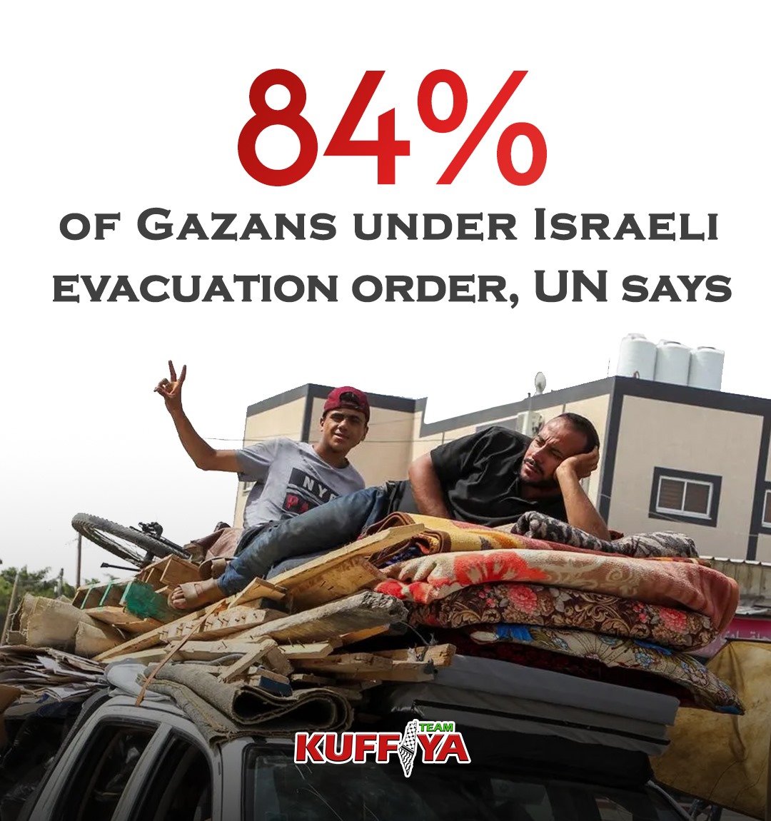 UN agency reports 80% of Gaza population forcibly displaced
