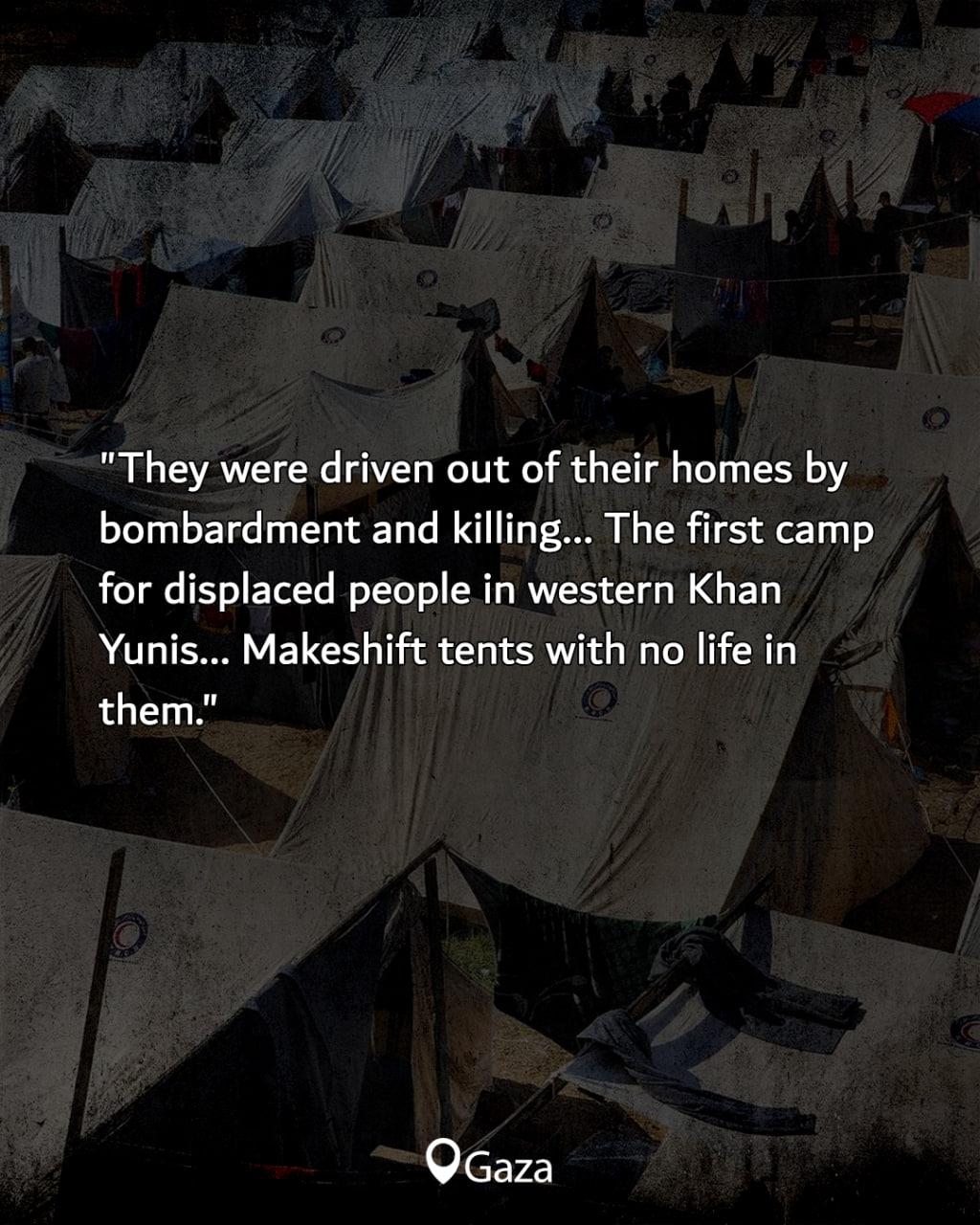 Displacement camps in Khan Yunis amid bombardment